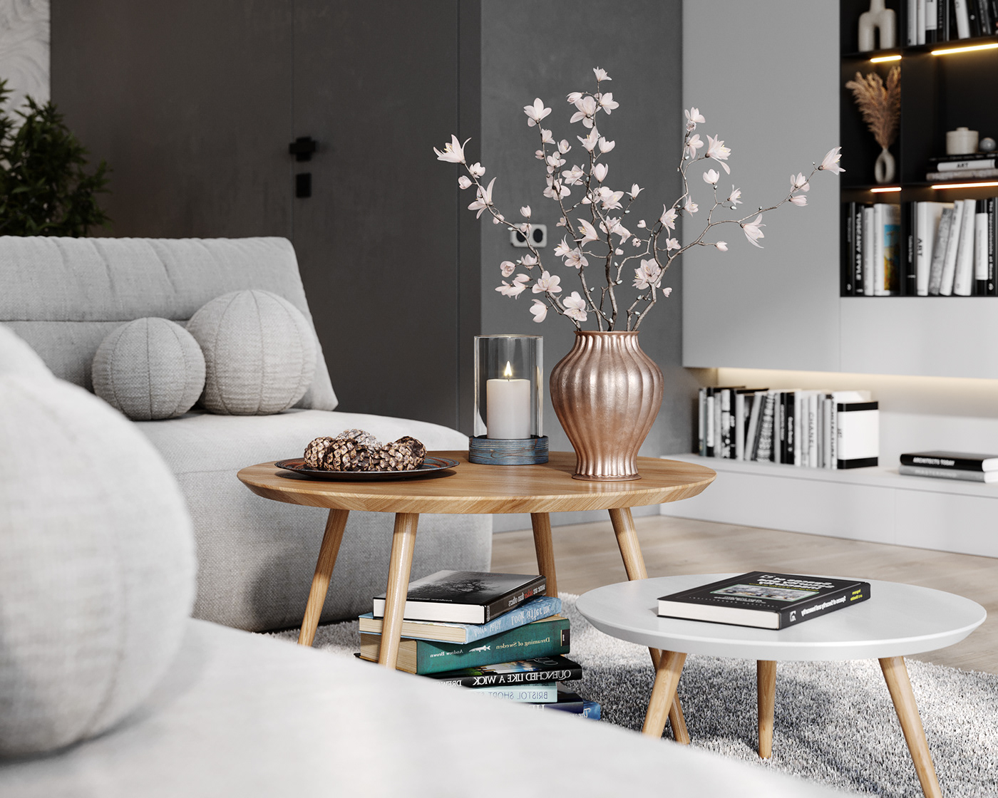 living room interior design  visualization architecture modern 3ds max corona Render 3D kitchen
