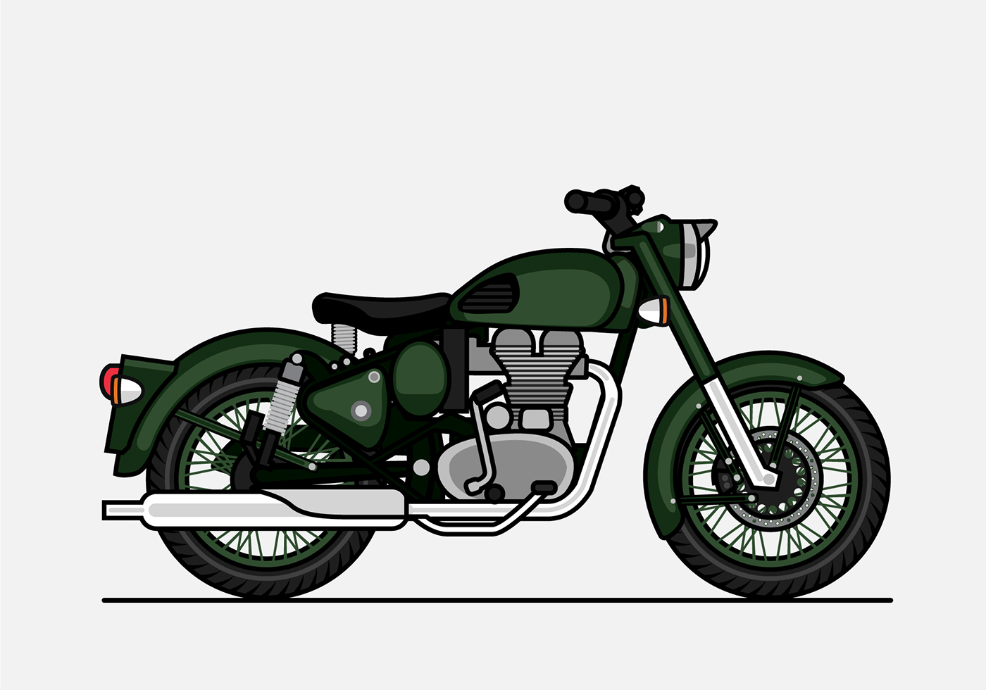 flat line illustration vector stroke Bike graphic motorcycle automobile series