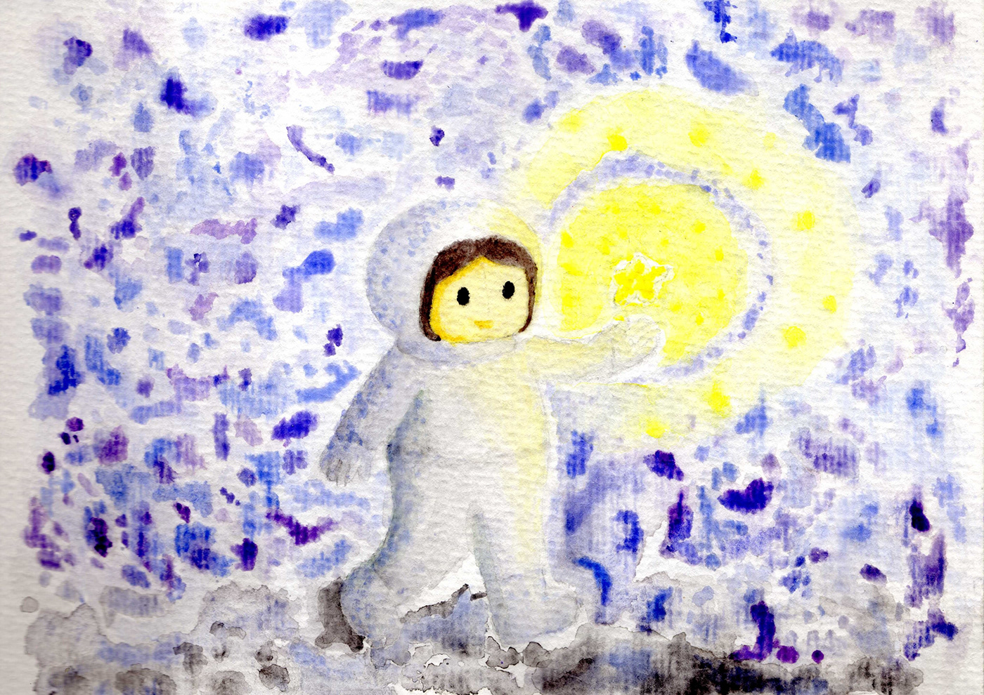 ilustracion ifantil acuarela ILLUSTRATION  aquarelle Space  astronauta astronaut