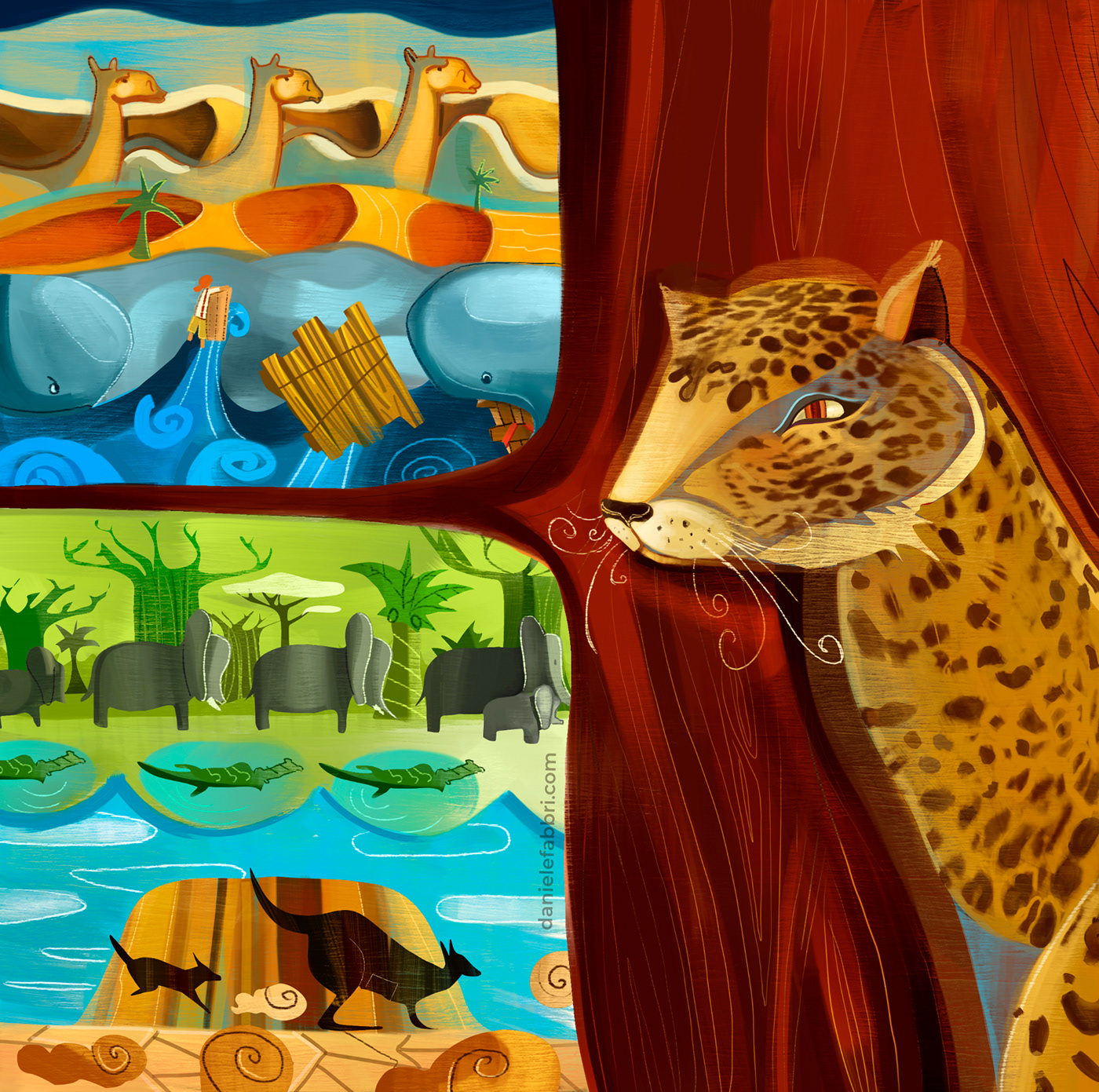 adventure animals children's Digital Art  elefant Illustrated book kids kipling leopard Savannah