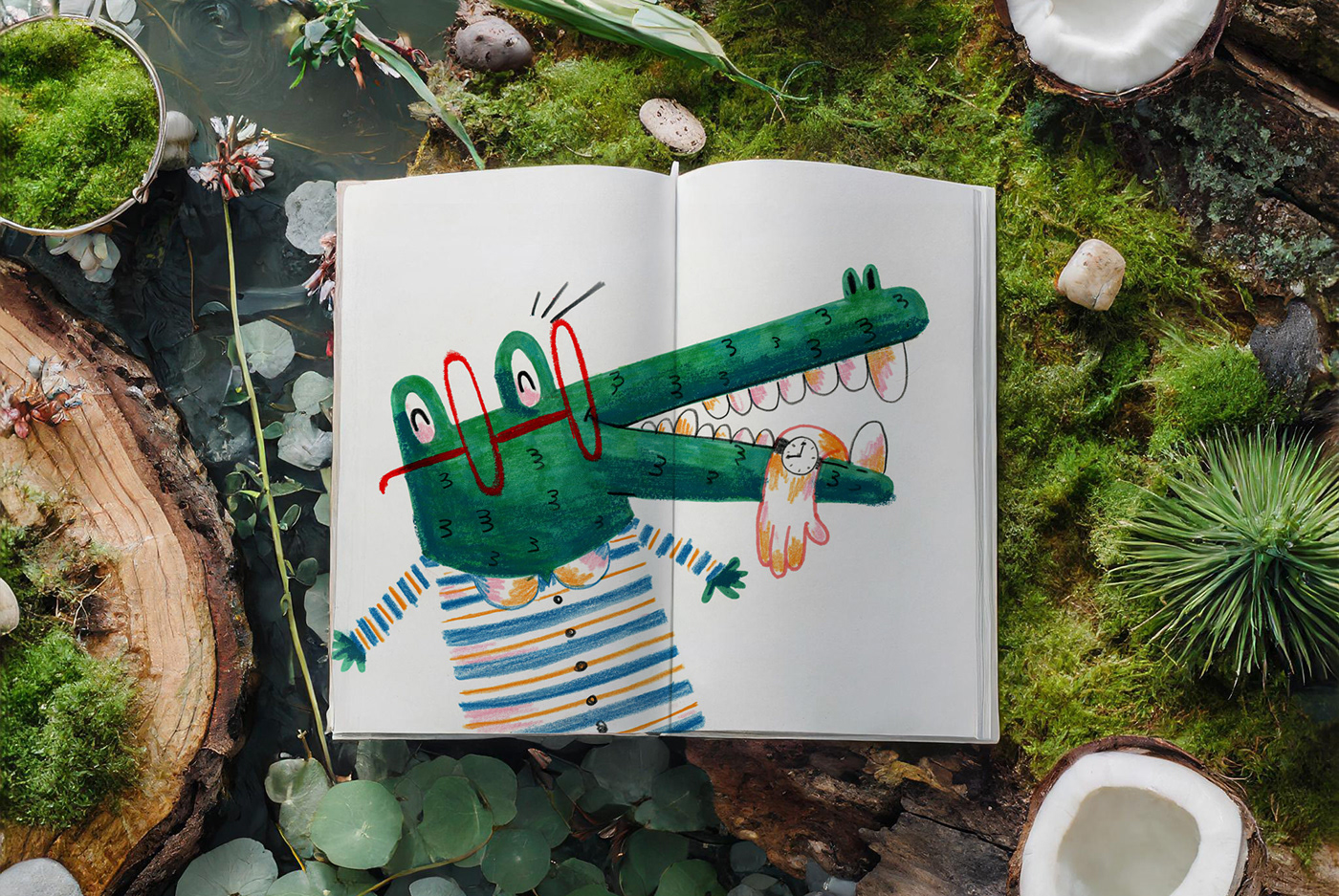 graphic design  book cover book alligator children children illustration children's book swamp funny