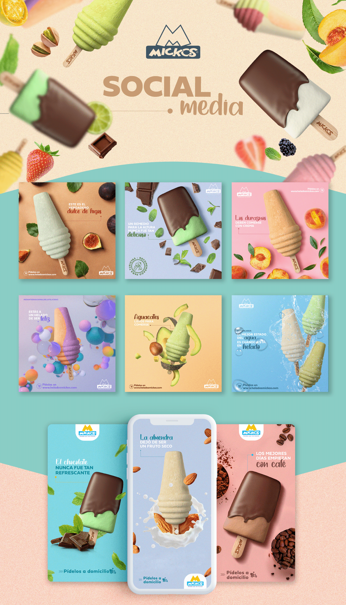 digital helado ice cream instagram social media art direction  Food  graphic design  post social