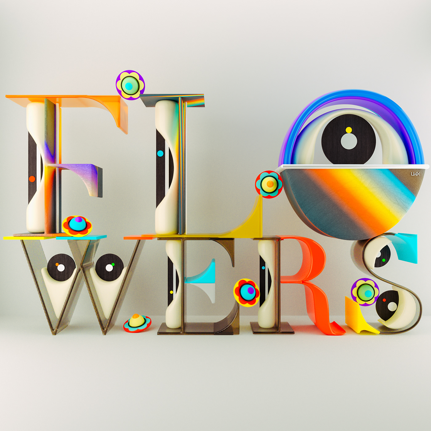 3d design 3Dillustration 3DType Abstract Art colorful happy lettering Modern Design textures vibrant
