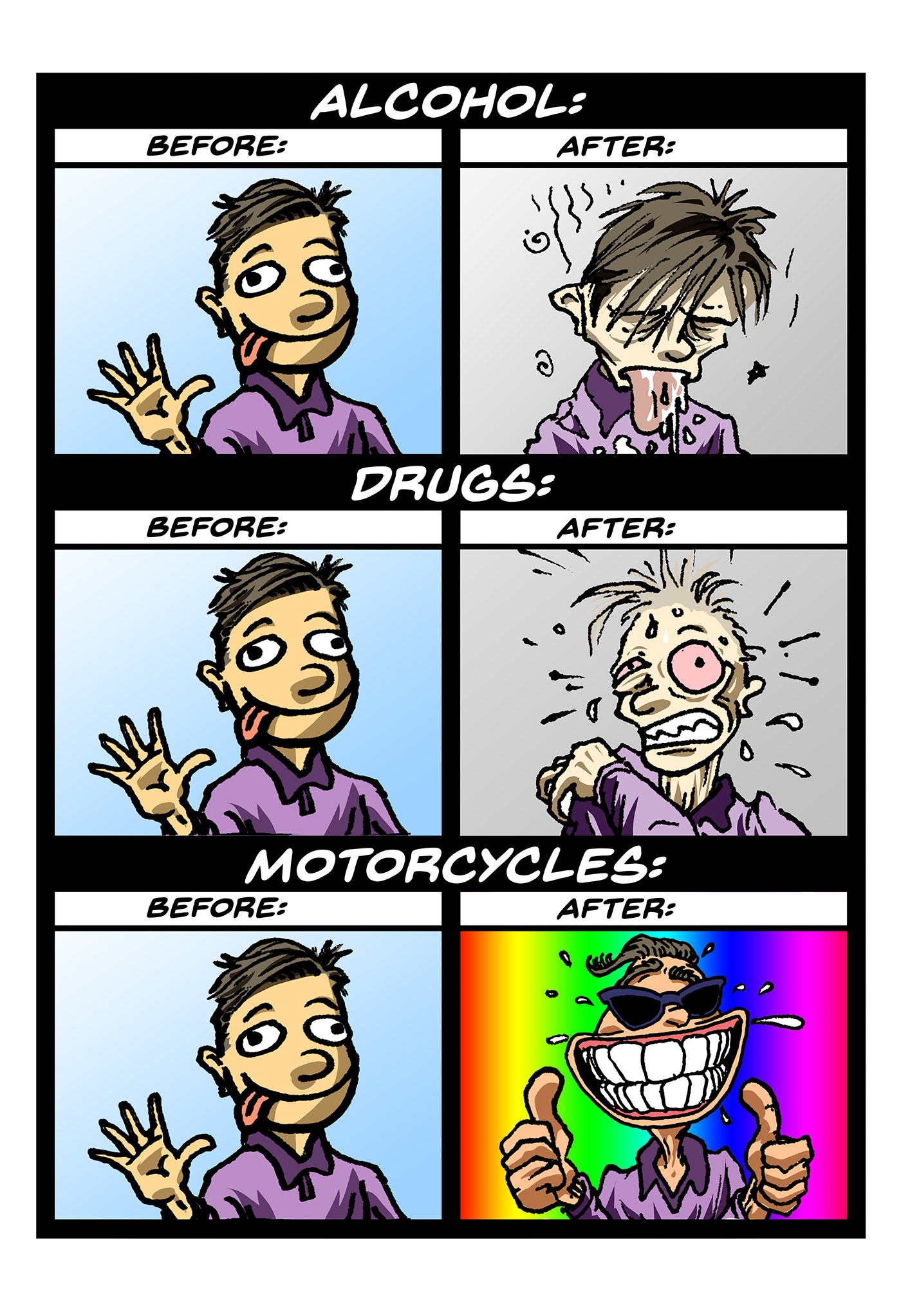 motorcycles humor psa cartoon comic funny