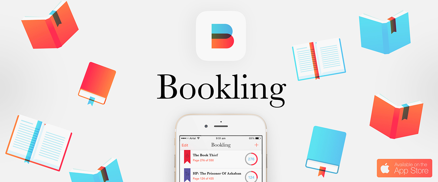 books bookmark bookmarker bookling Mobile app UI Animation Brand Design 2D Animation Startup logo Technology appserved library apple iphone