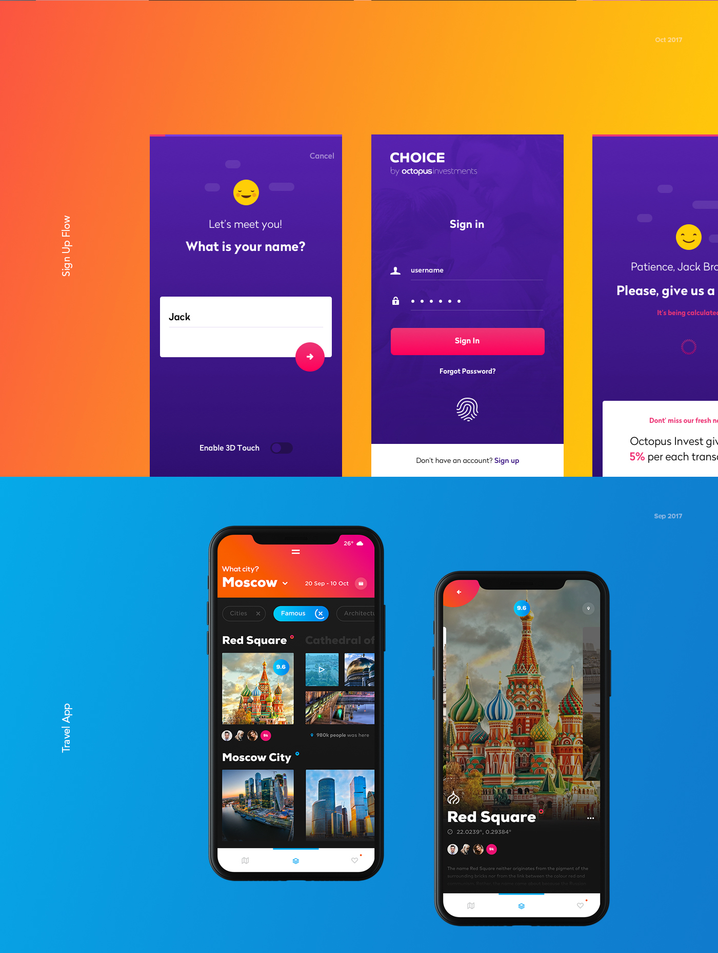 Mobile app apps Collection Work  portfolio message Travel UI ux Interface