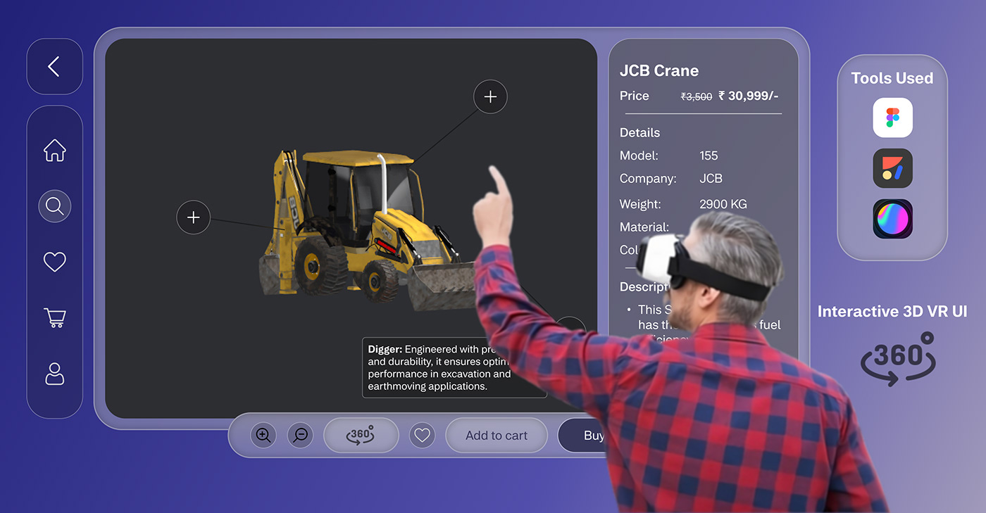 vr interactive design manufacturing ui ux spline 3D VR UI/UX Virtual reality Oculus figma ui