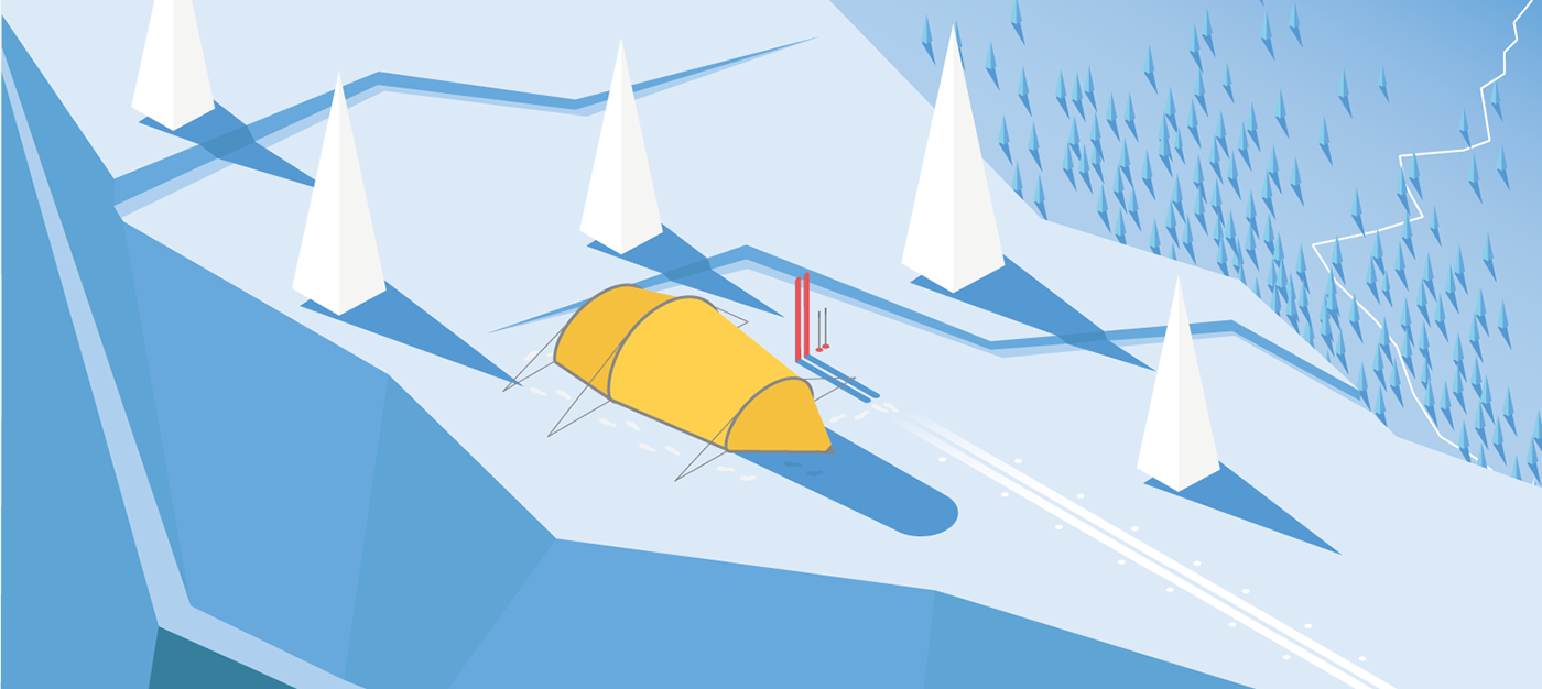 Isometric Ski Resort ILLUSTRATION  helicopter Cable Car winter Travel insurance