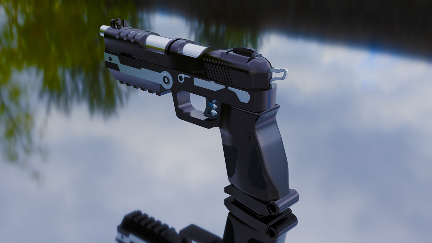 Weapon pistol Gun 3D blender photoshop blender cycles