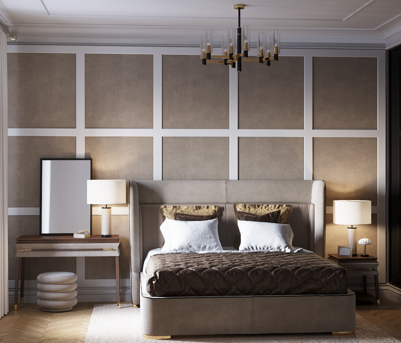 bed interior design  visualization Render corona