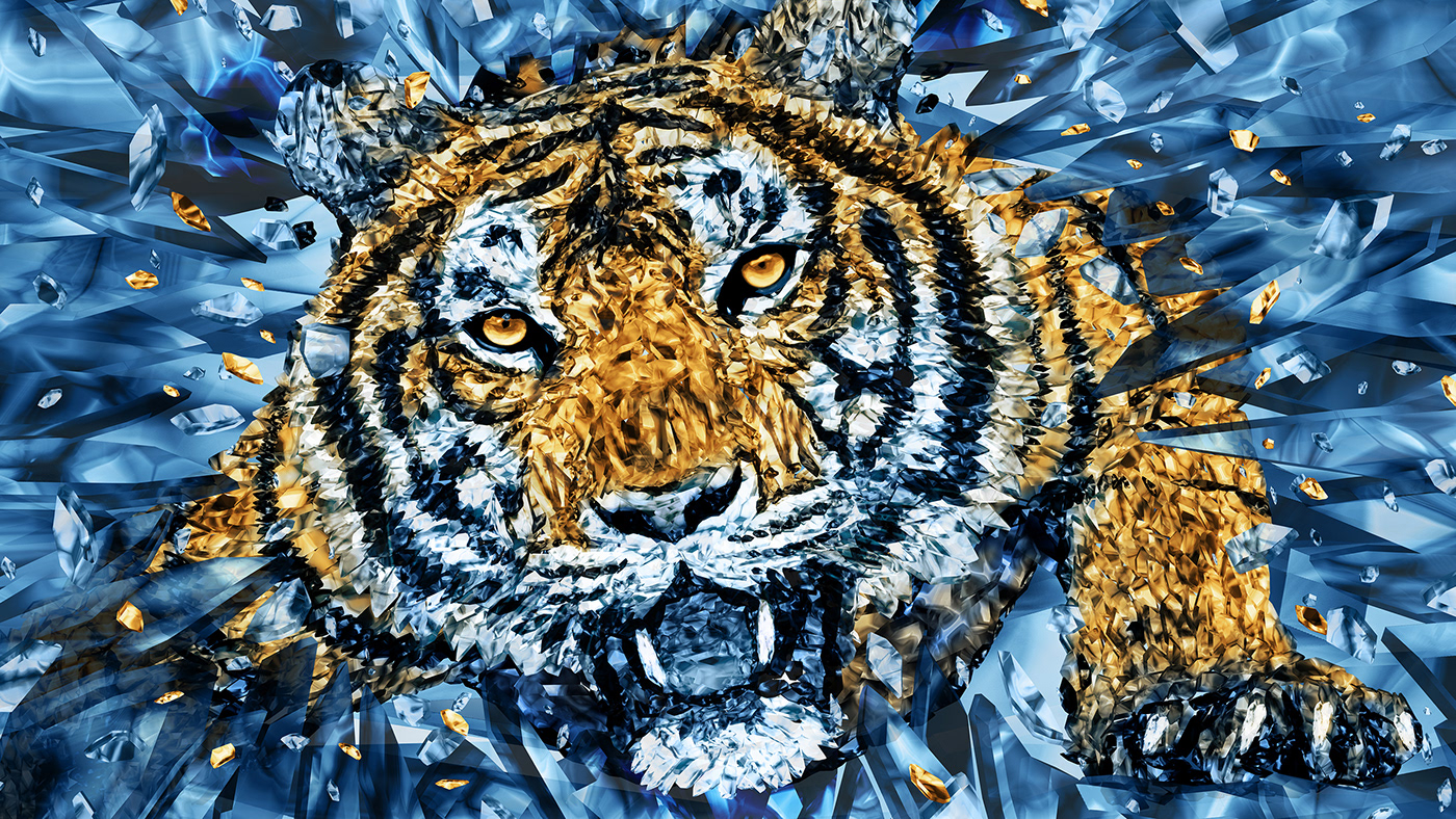 animals asia beer beverage Digital Art  ILLUSTRATION  Keyvisual Mural tiger vector