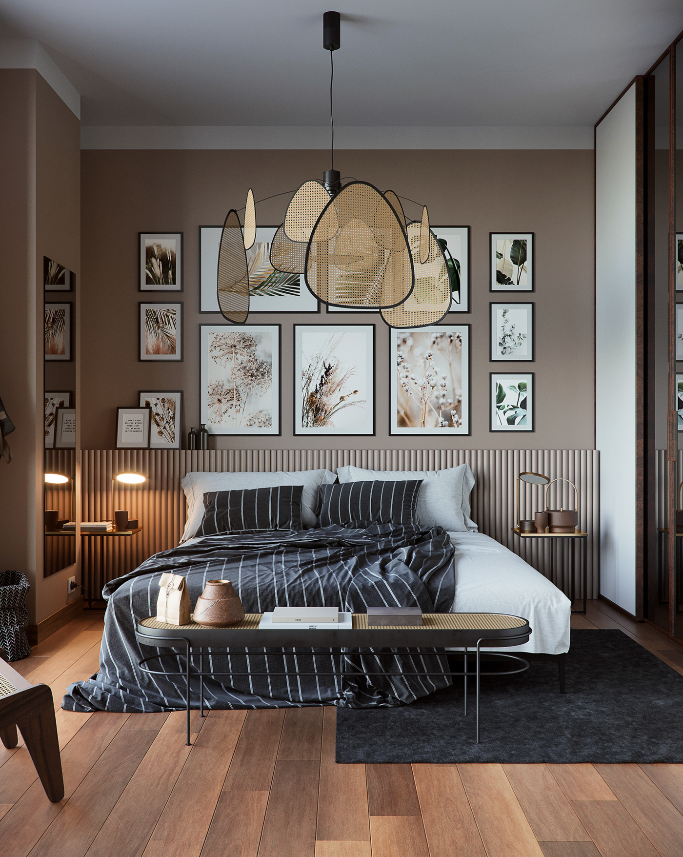 3D archviz bedroom cinema4d corona design Interior Render straw vienna