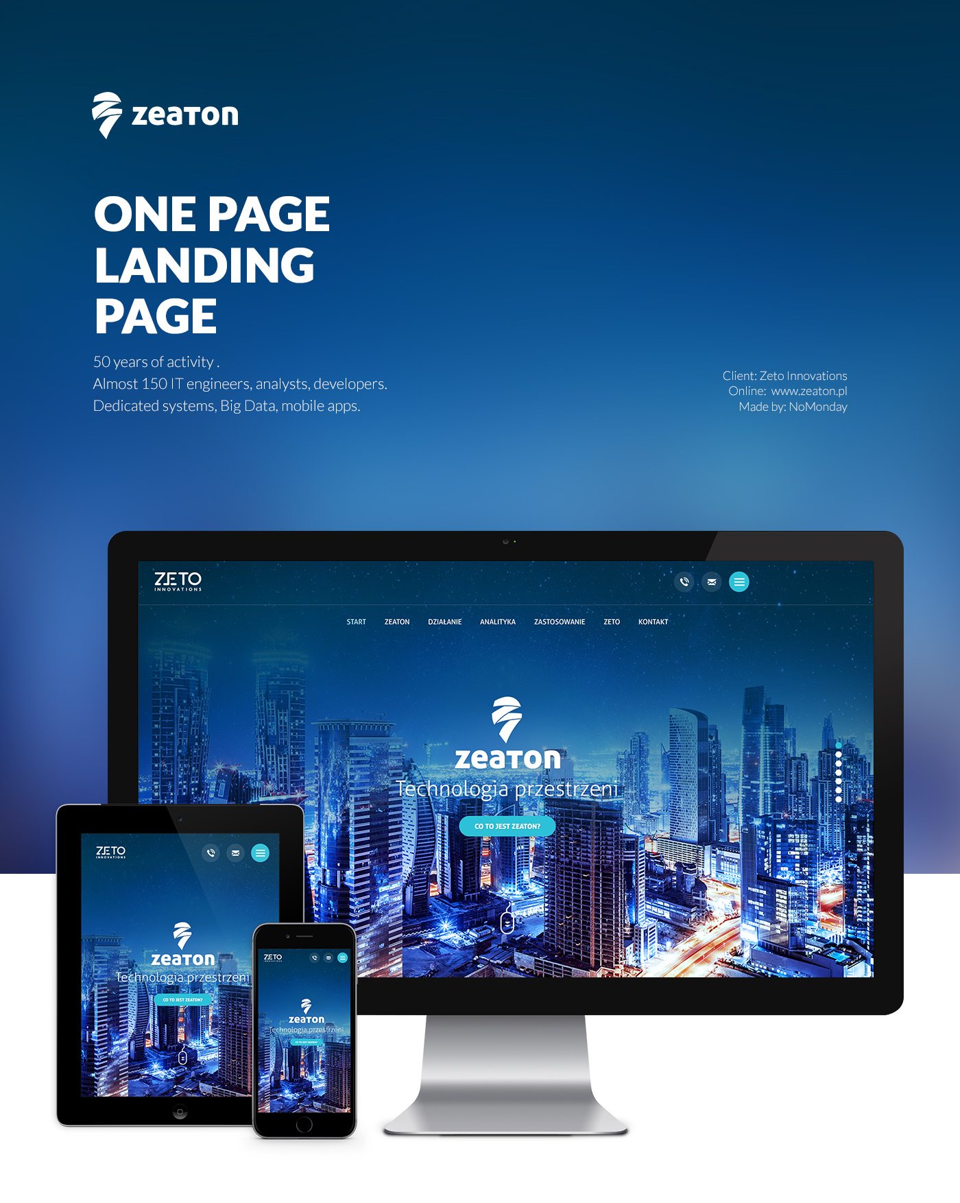 zeto beacon Webdesign landing page One Page scroll