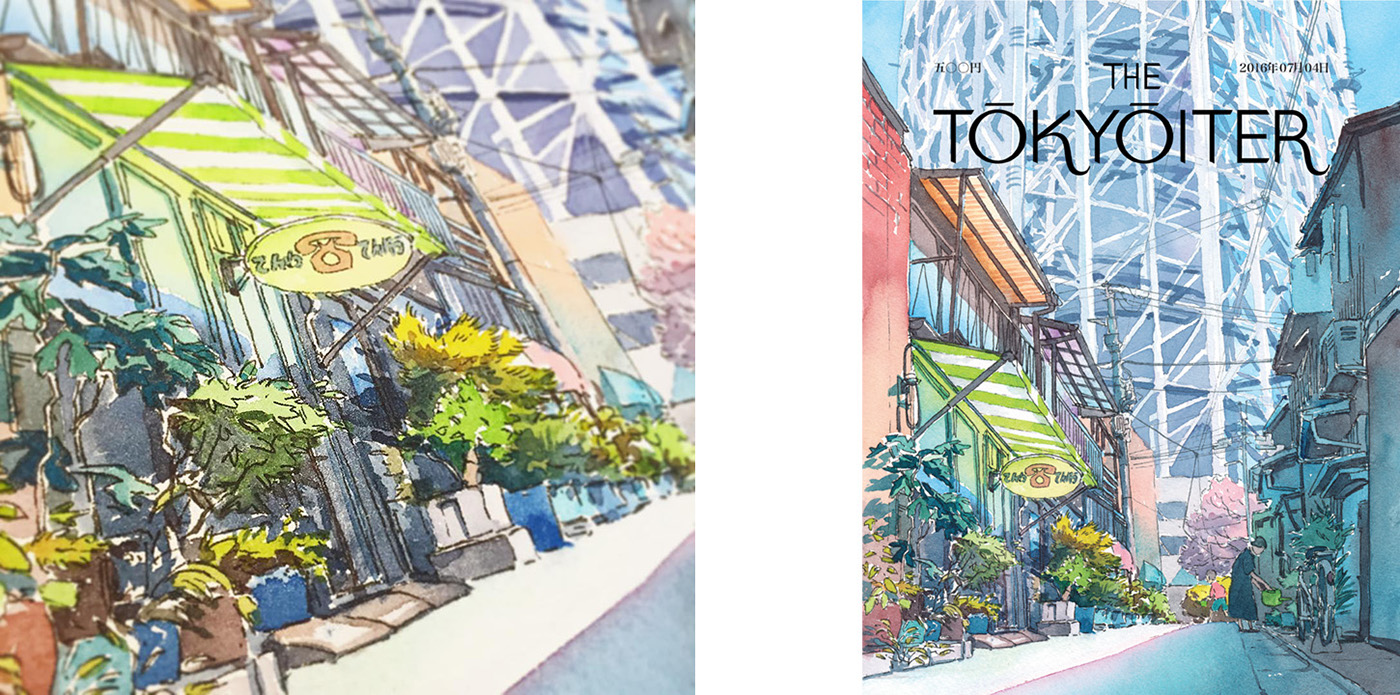 Adobe Portfolio The Tōkyōiter project. cover tokyo japan Watercolours watercolors colorful Copic Tokyo Sky Tree