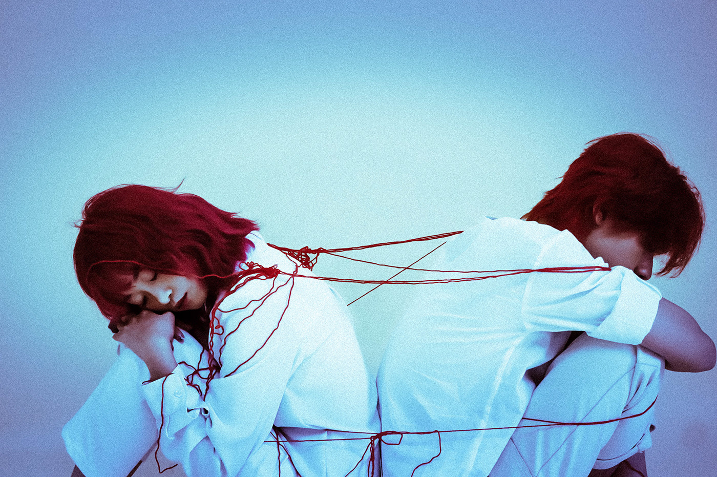 concept photography cyber futuristic Photography  Red hairs red string of fate