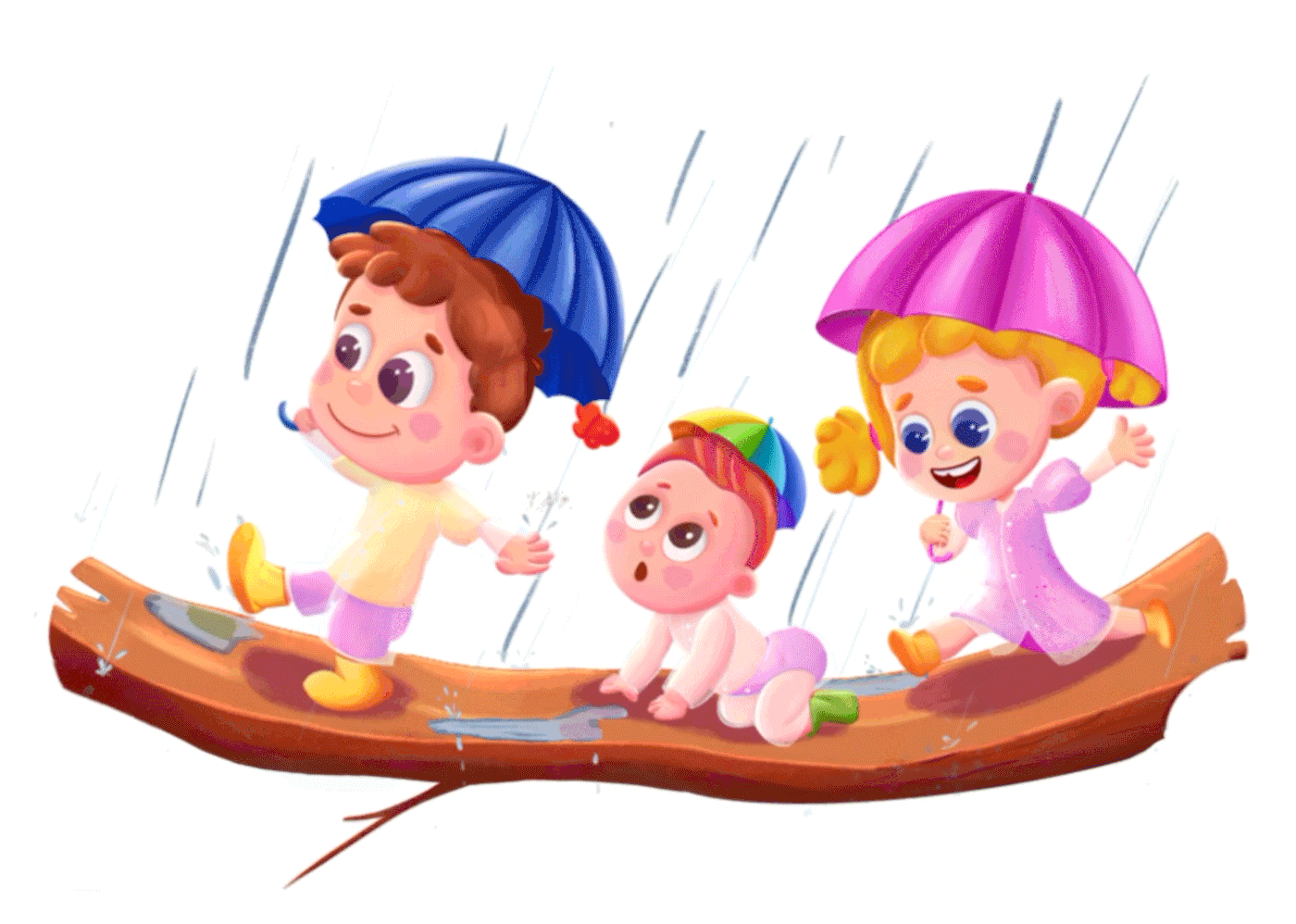 children in different weather