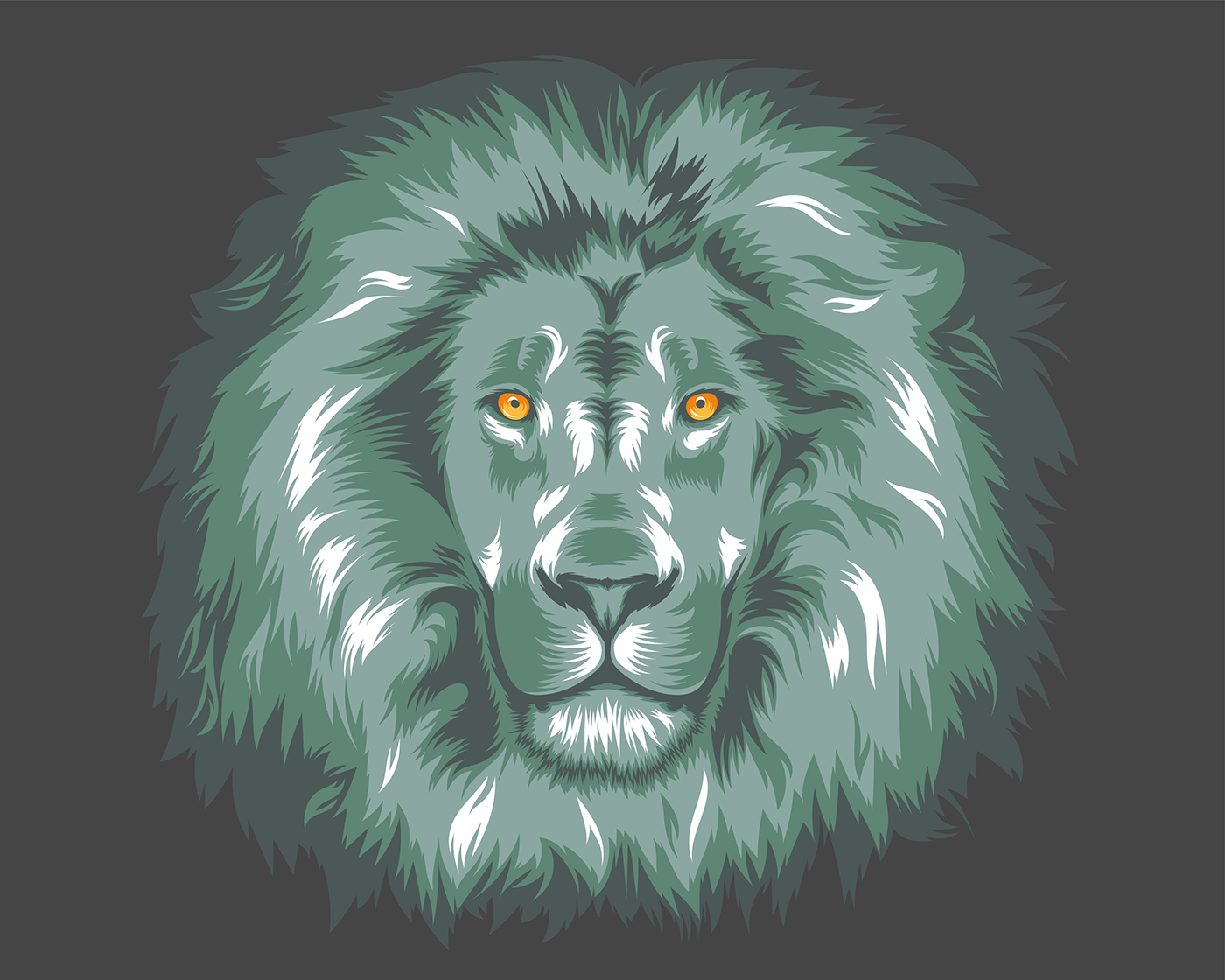 Leon lion monocromatico 2D ilustracion Illustrator