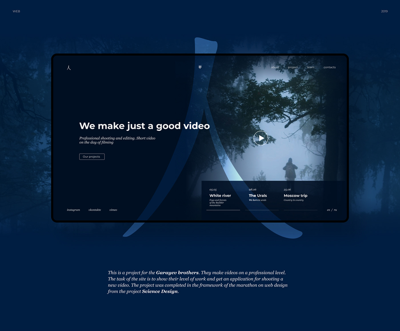 Web design dark UI ux Webdesign video Project studio