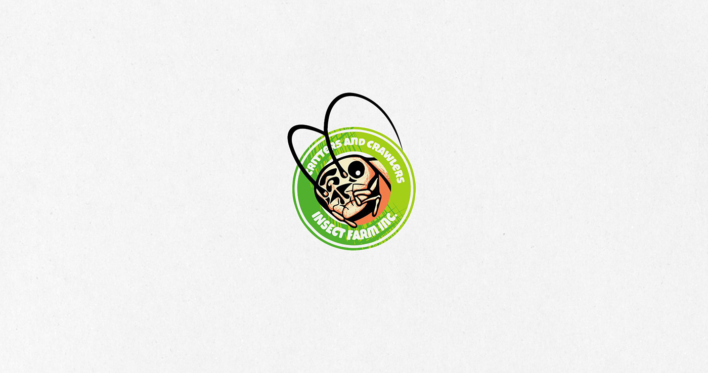 farm insect bug bright colorful identity Mascot Crickets cartoon logo