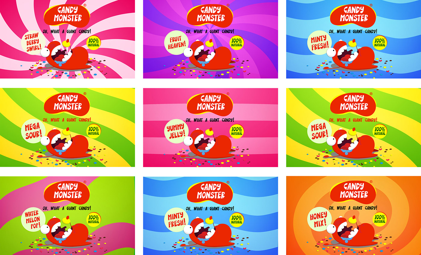 Packaging visual identity brand identity Logo Design identity Candy game visualization Brand Design graphic design 