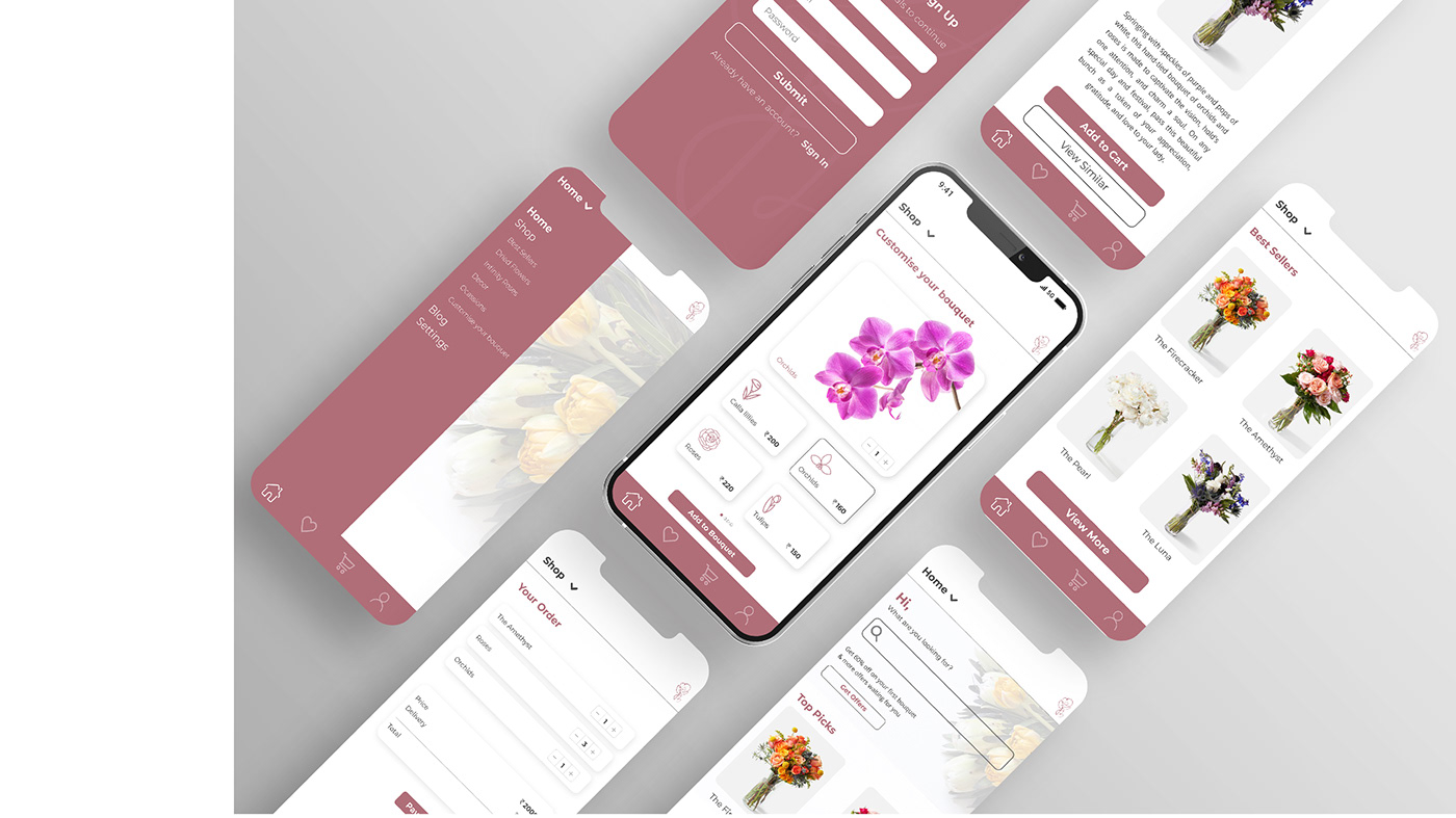 brand identity branding  florist Mobile app Website