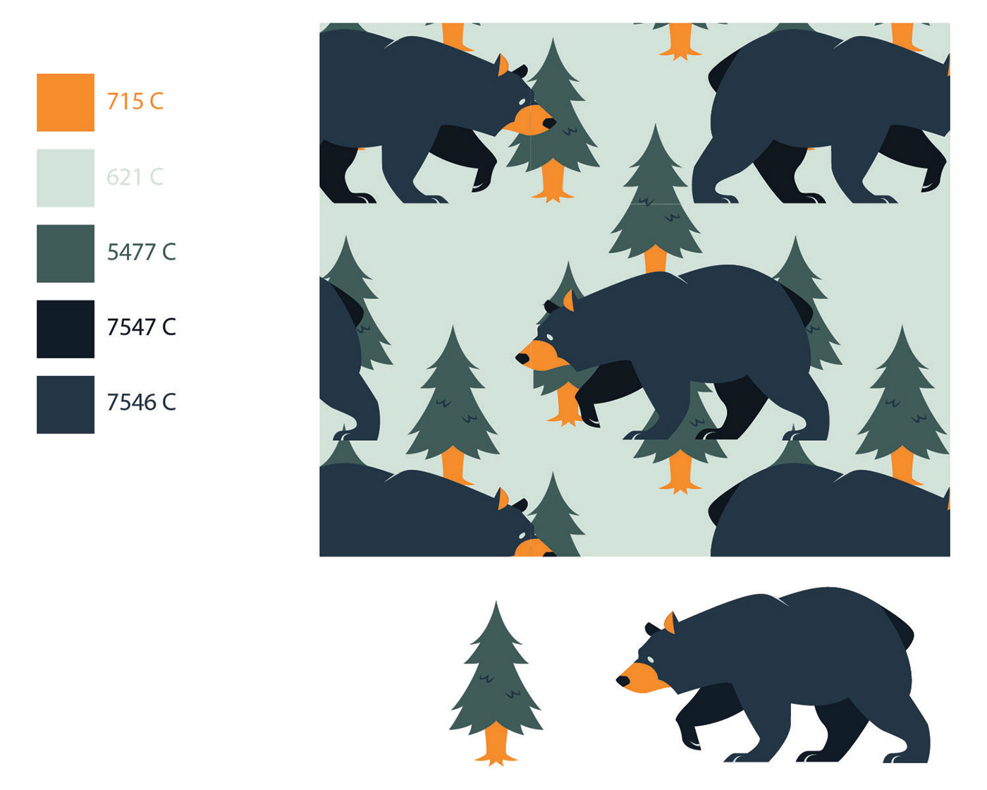 Black Bear vector Patterns