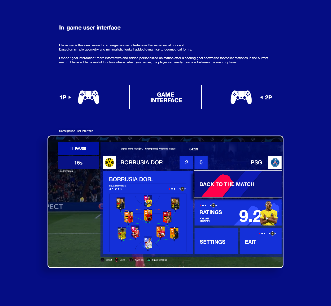 xD FIFA concept UI brand aftereffects minimal app mobile game