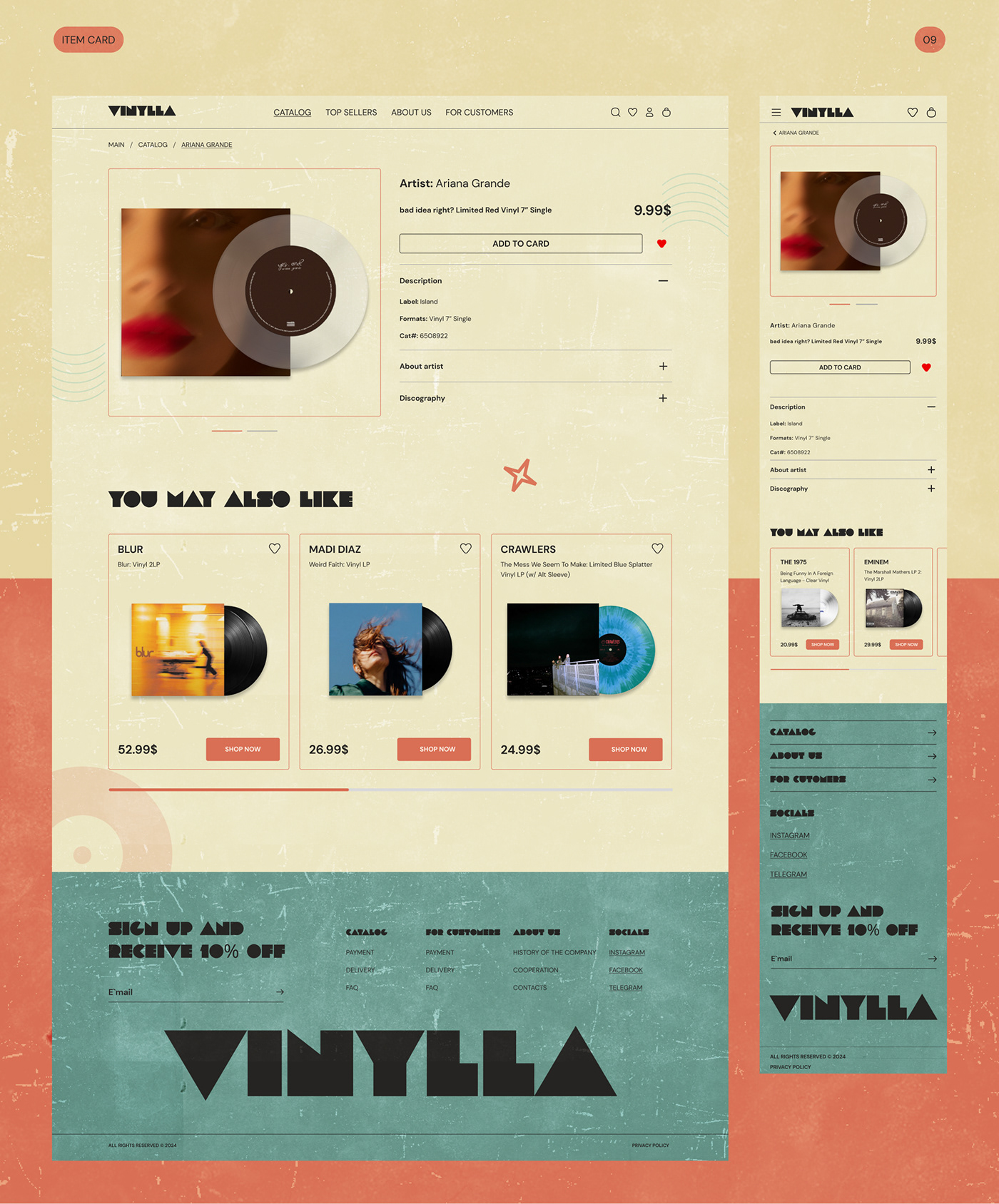 Figma UI/UX Web Design  Website user interface music vinyl Retro vintage online store