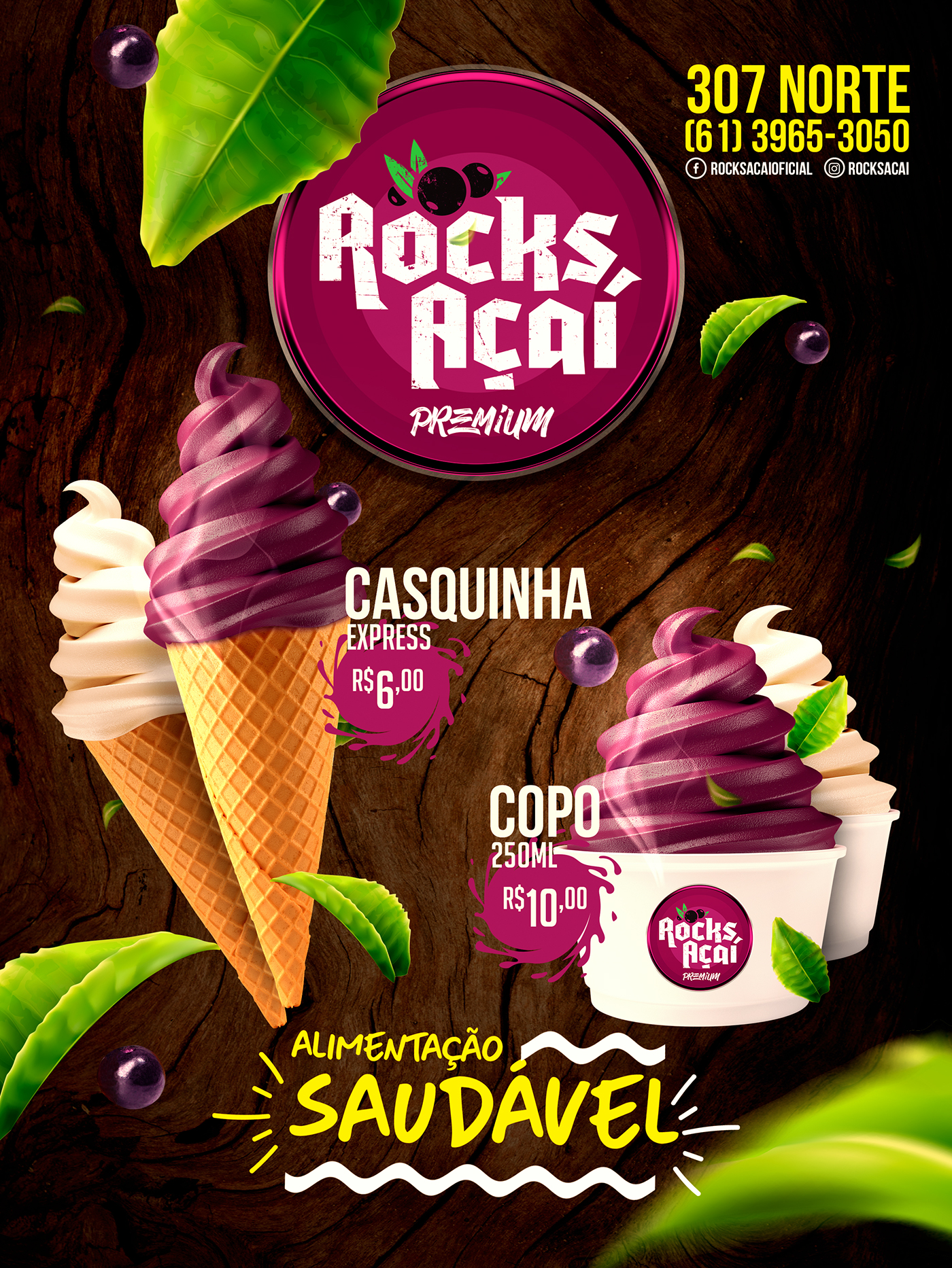 acai acai berry sorvete casquinha ice cream rock Layout MOTE Outdoor MUB