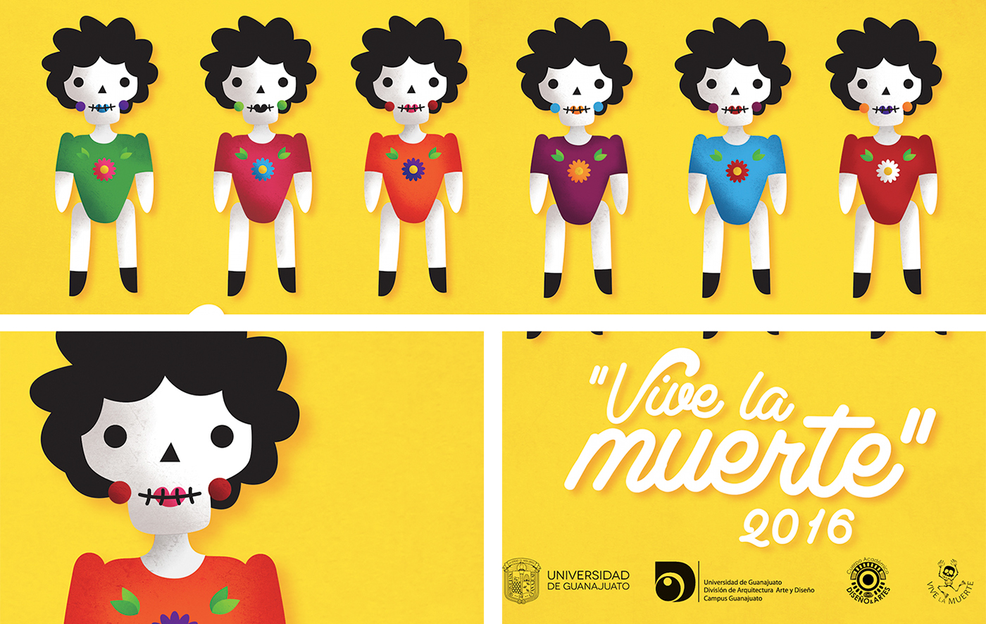 mexico dead Dia De Muertos day of deads skull catrina dolls tradition poster vive la muert