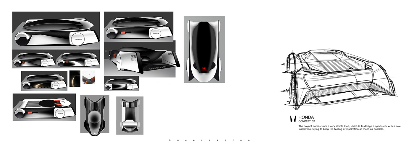 3D animation  car cardesign concept Honda Render sportcars