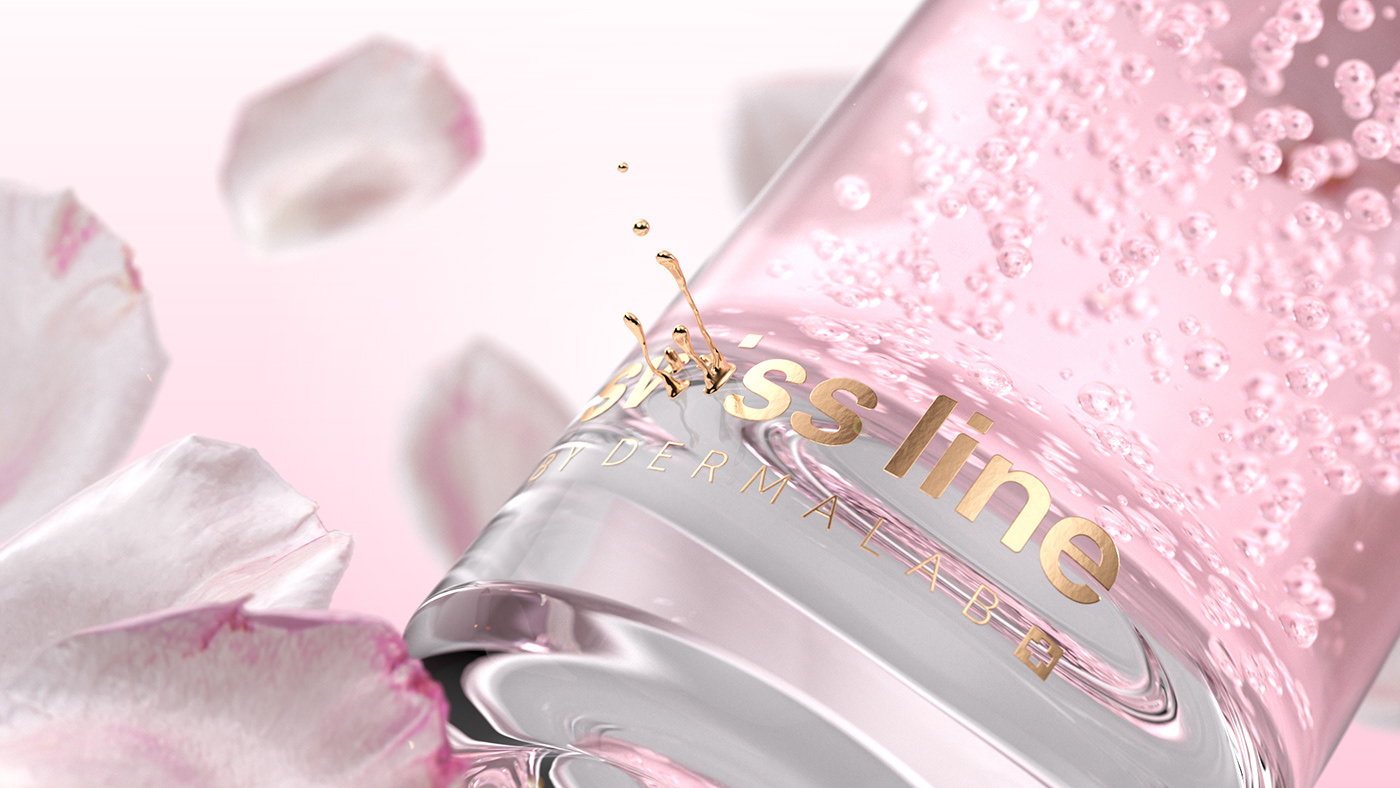 bubbles CGI cinema4d cosmetics gold luxury octane pink Render