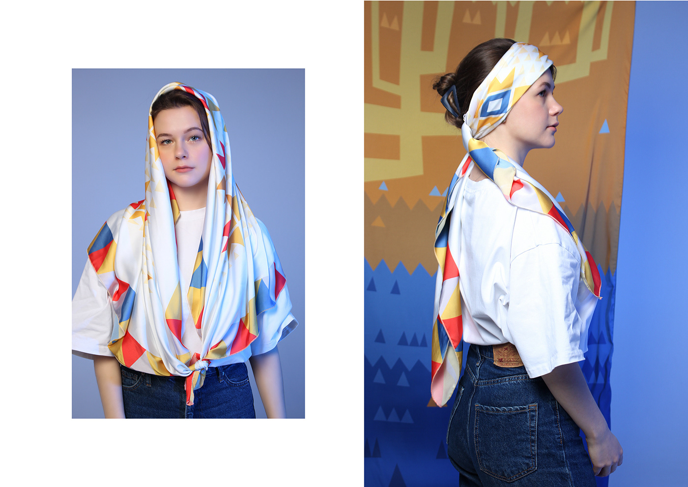 design Handkerchief pattern design  scarf textile дизайн платок текстиль diploma Чувашия