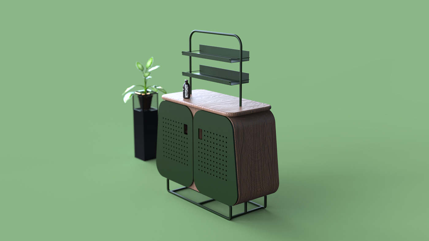 3D cabinet credenza furniture furniture design  industrial design  interior design  keyshot Render restaurant