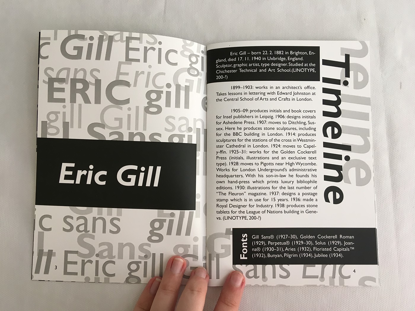 tipografia Gill Sans Livreto editorial UEMG estudante universidade p&b grayscale design