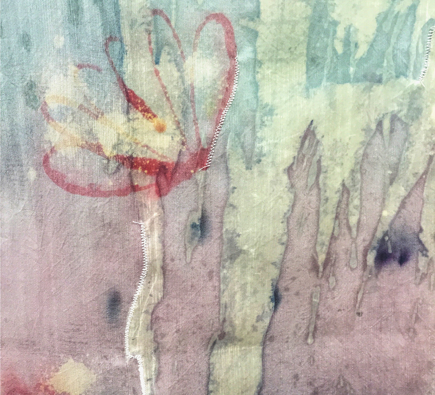 dye fibers wall hanging tapestry poppy Flowers soy wax resist dye