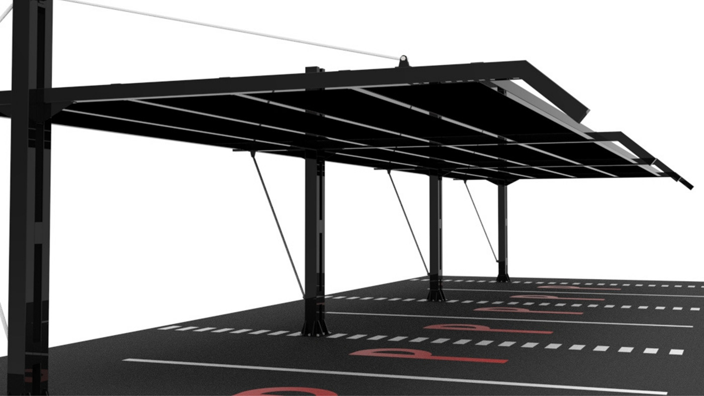 Car Parking car park engineering design industrial design  concept prototype Render 3d modeling Solar energy Solar Panels