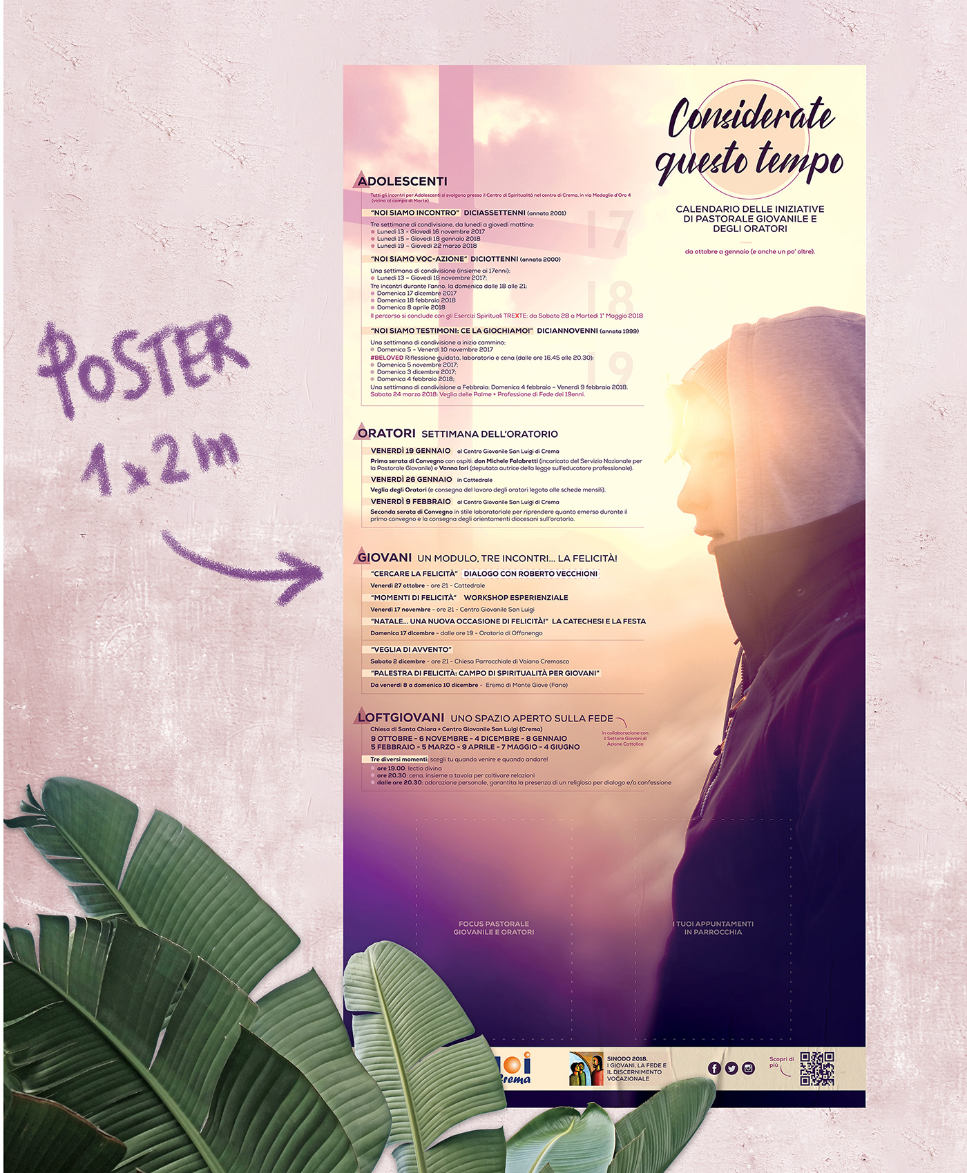 brochure Catholic church expo italian pink poster pyramid stand-alone teens