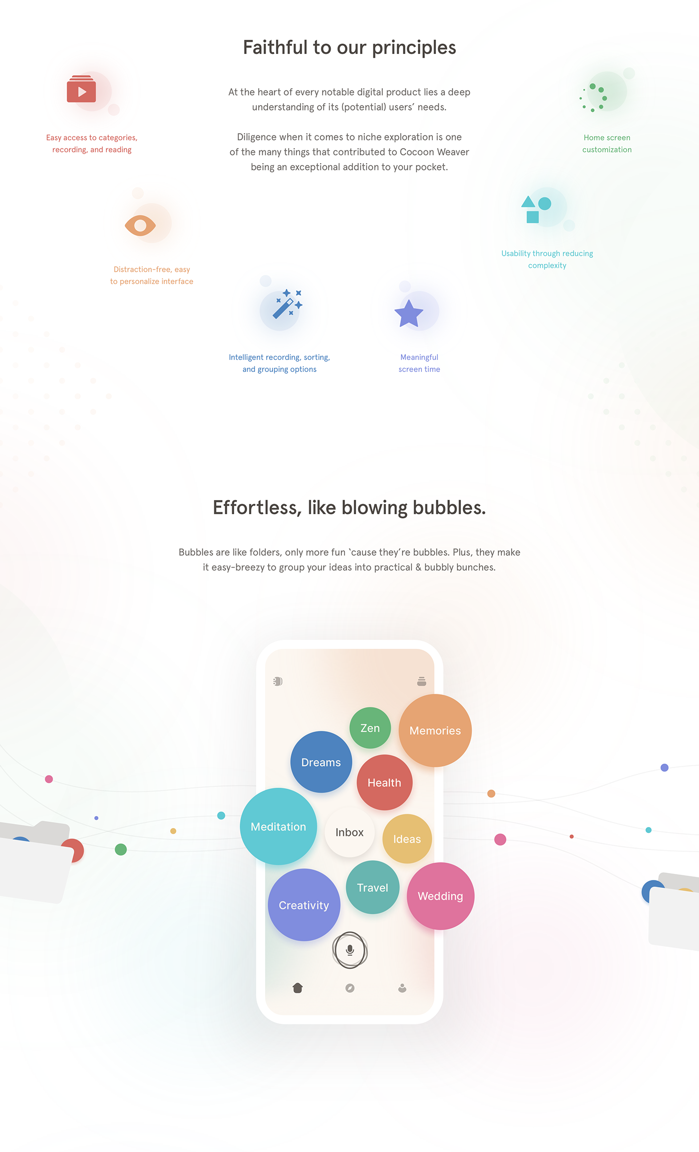 product design  UI ux interaction Mobile app ios minimal colorful circles record