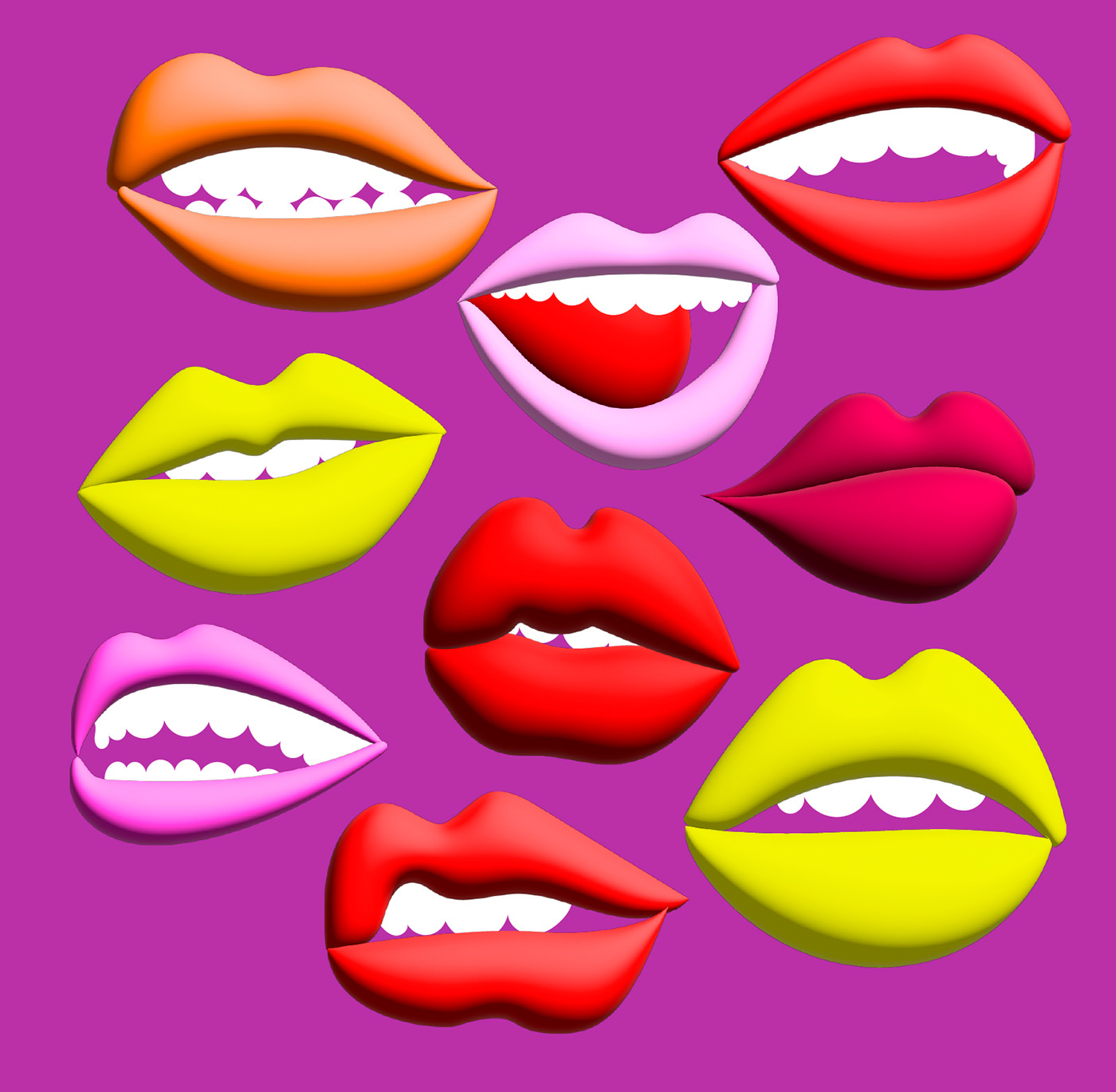 several pairs of lips showing different expressions