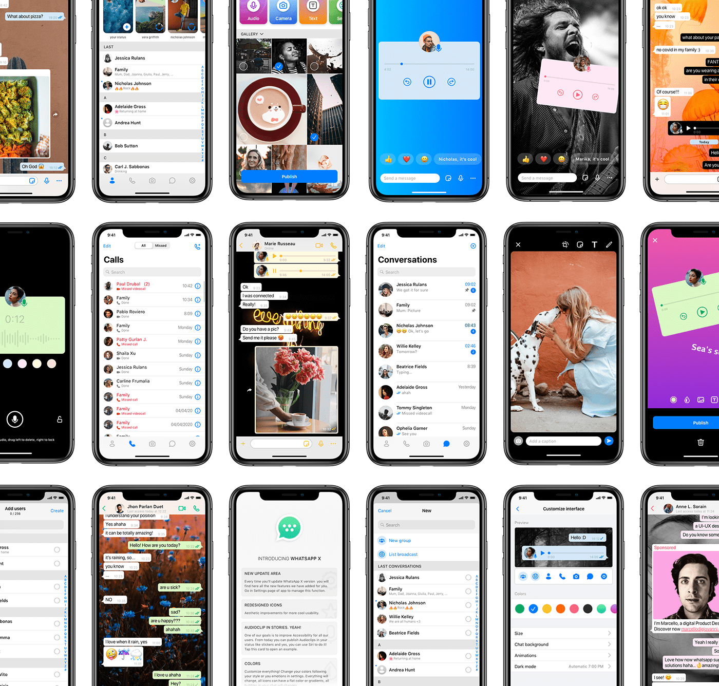 app facebook instagram ios 14 marcello di giovanni product design  redesign UI WhatsApp Whatsapp X