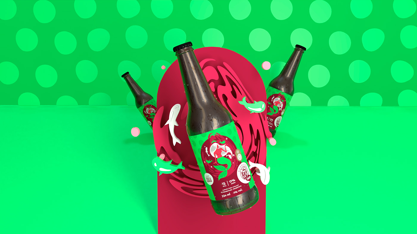 beer bottle branding  drinks kombucha Logotype Packaging psychodellic stamp Tropical