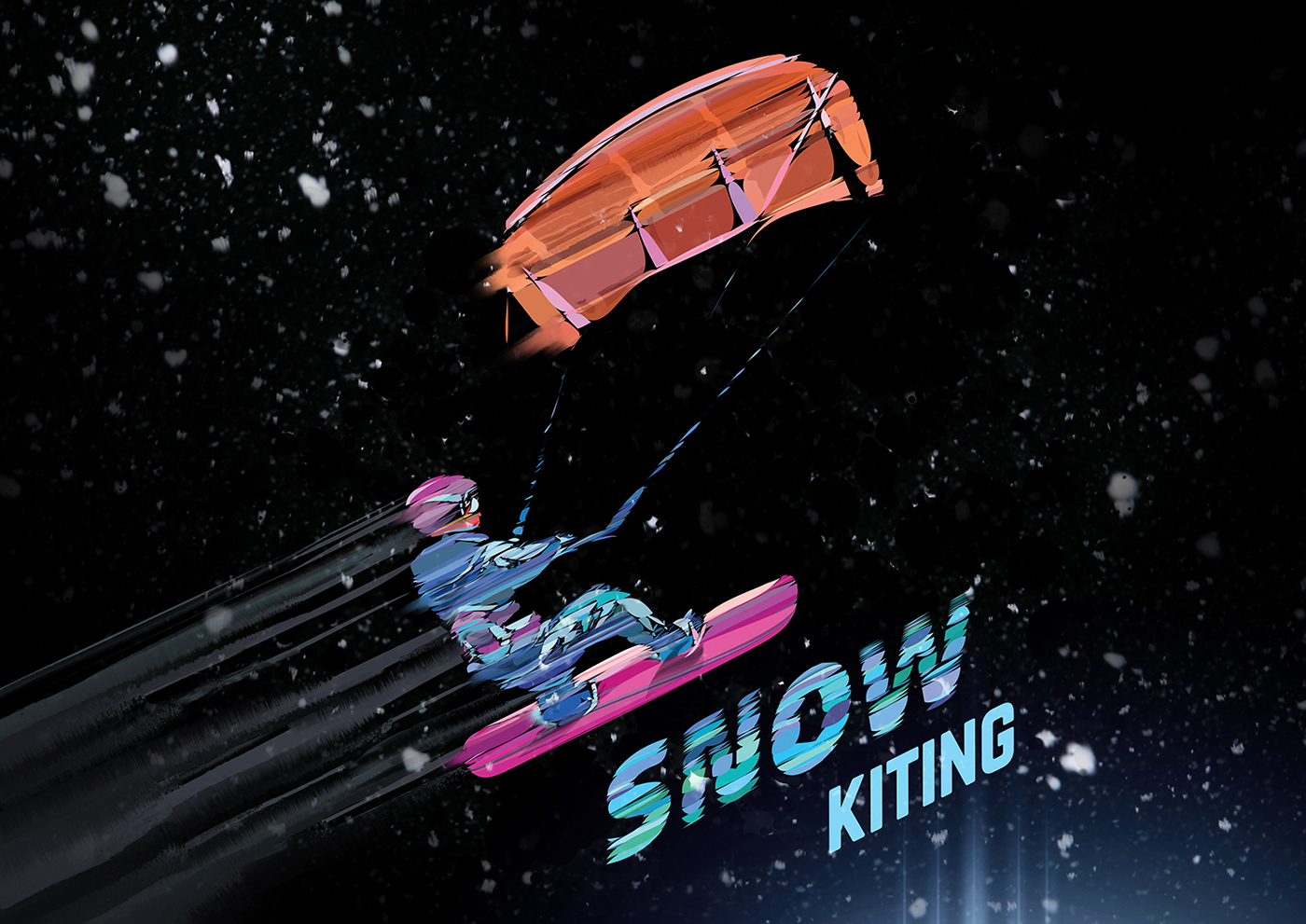 Ski jumper graphic design motion Glitch effect snow Bike freeride