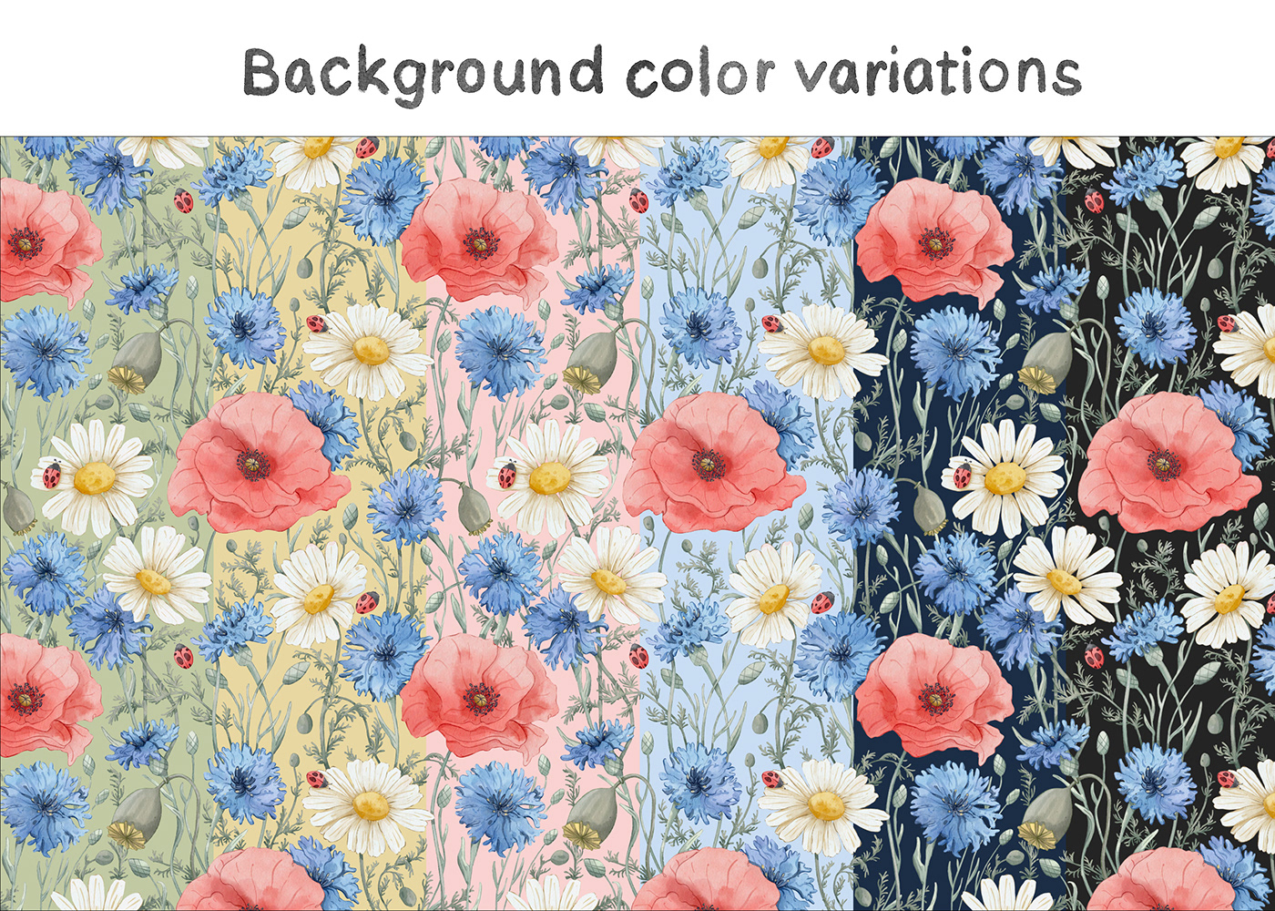 WILD FLOWERS watercolor seamless pattern digital watercolor Procreate flower botanical