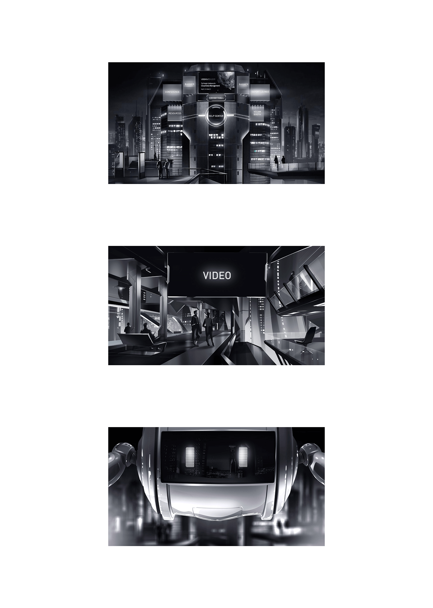 Cyberpunk ILLUSTRATION  sci-fi veeam virtualconference 3denvironment city CGI
