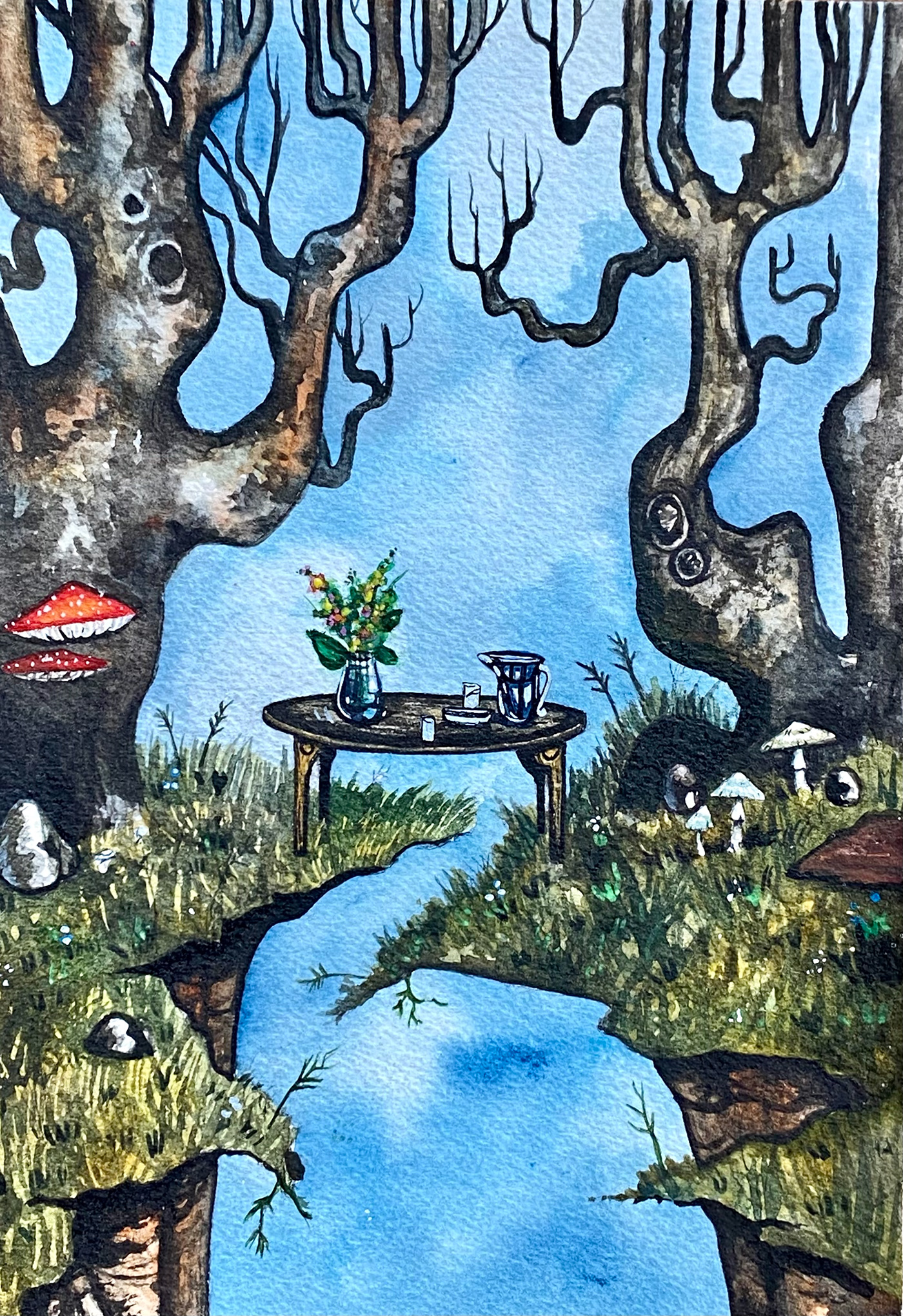 Landscape painting   table watercolor