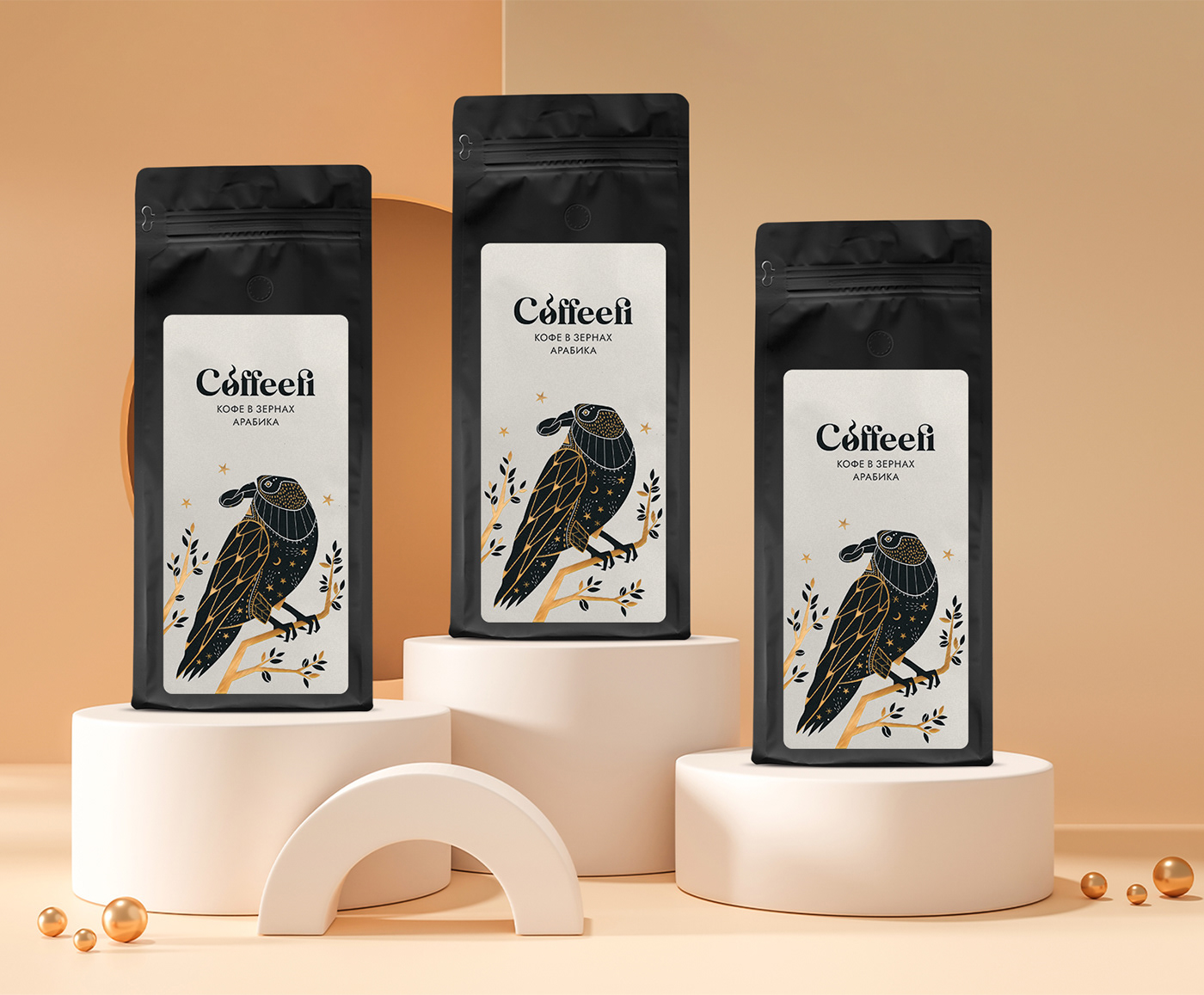 ILLUSTRATION  packagingdesign logodesign Coffee raven логотип кофе bird Logotype mystical упаковка кофе