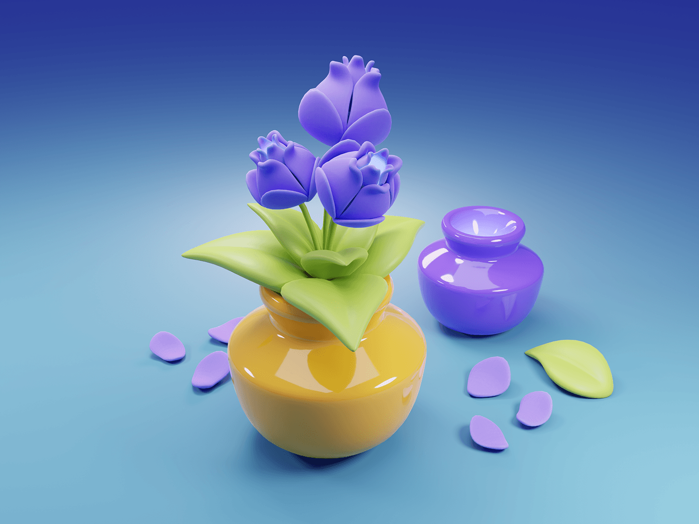 3D Render cycles 3d modeling environment ILLUSTRATION  blender Isometric flower