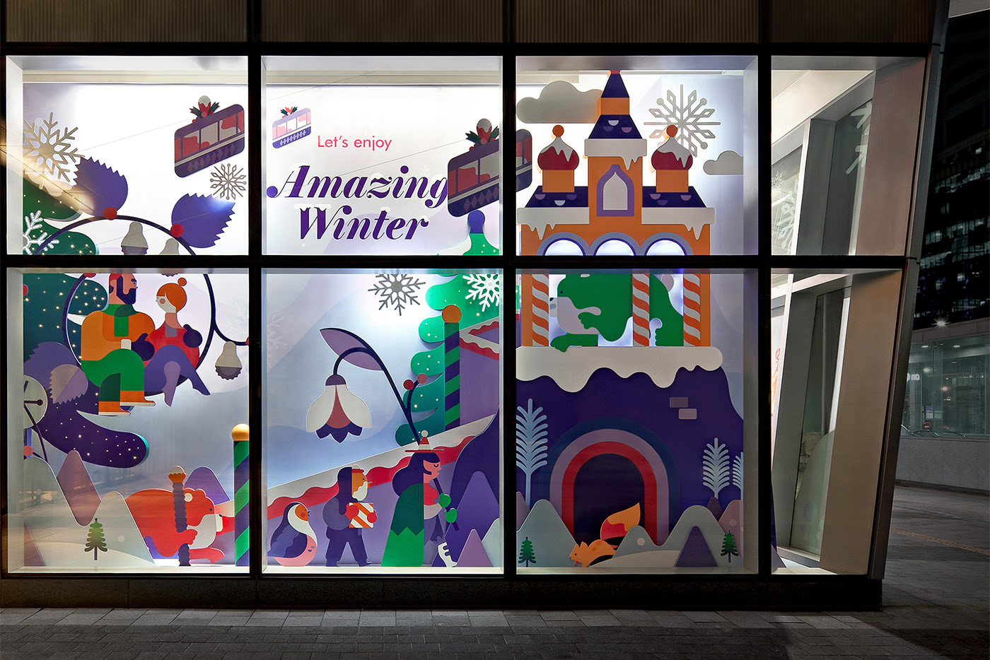 Lotte World Mall installation design illustrative installation Art Installation shopping mall winter illustration Artsculpture hedof tist agency winter campaign