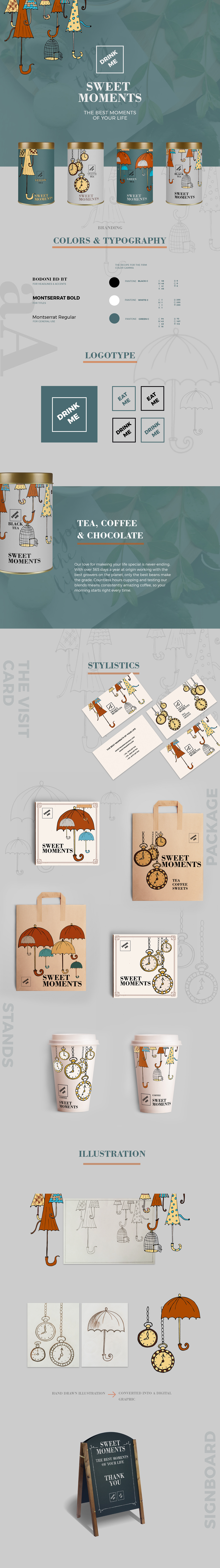 branding  Packaging ILLUSTRATION  tea Coffee time Umbrella drink sweet graphic design 